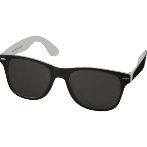 Promotional Two Toned Sun Ray Sunglasses in White/Black with a design from Total Merchandise