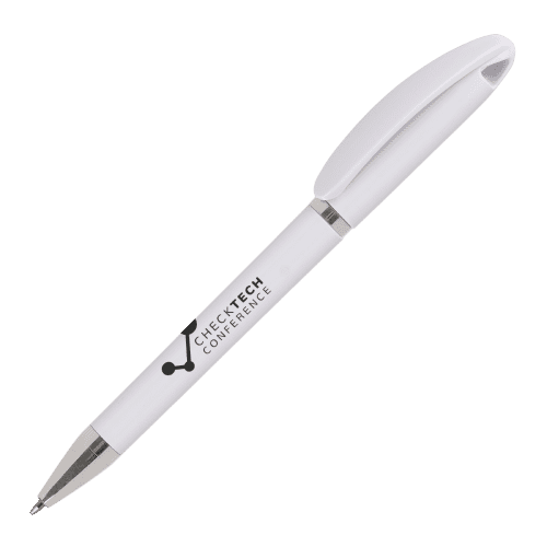 Promotional Recycled ABS Plastic Lanyard Ballpen in White branded with your company logo