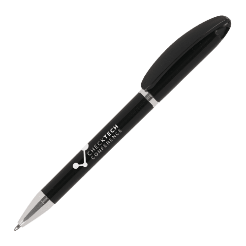 Customisable Recycled ABS Plastic Lanyard Ballpen in Black branded with your company logo
