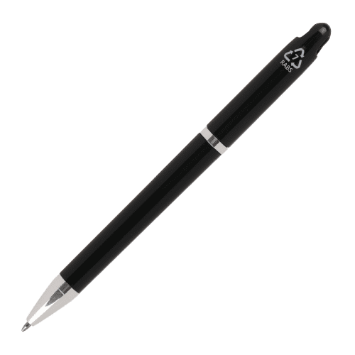 Personalisable Recycled ABS Plastic Lanyard Ballpen in Black branded with your company logo