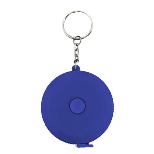 Promotional Circular Tape Measure Keyring in Blue with a design from Total Merchandise