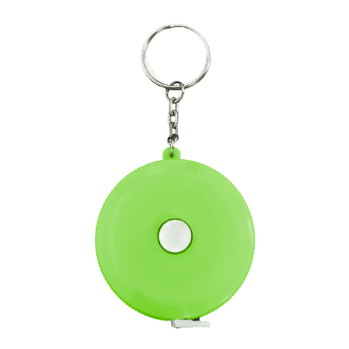 Logo printed Circular Tape Measure Keyring in Green with a design from Total Merchandise