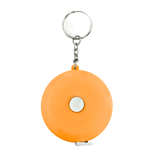 Logo printed Circular Tape Measure Keyring in Orange with a design from Total Merchandise