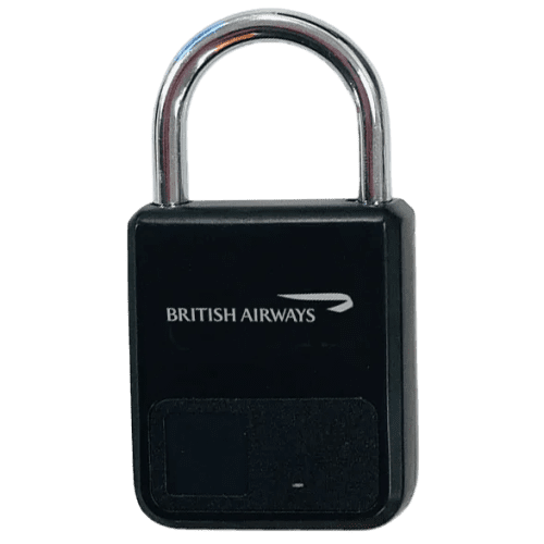 Logo branded Fingerprint Padlocks in Black with a design from Total Merchandise