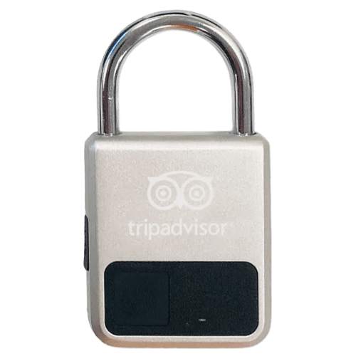 Promotional printed Fingerprint Padlocks in Champagne Gold with a design from Total Merchandise