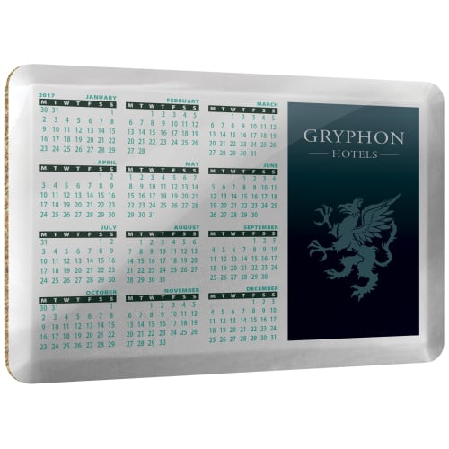 Promotional Metal Calendar Coasters in Silver Mirror Printed by Total Merchandise