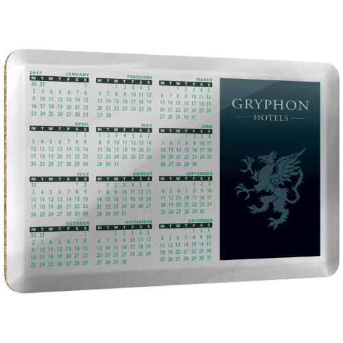 Promotional Metal Calendar Coasters in Silver Mirror Printed by Total Merchandise