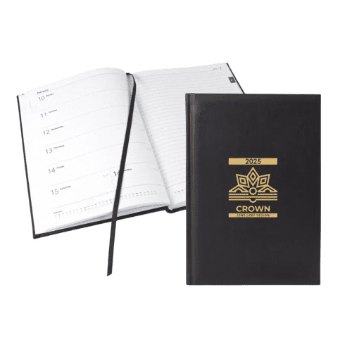 Promotional printed Premium B5 Week-to-View Diary in Black with a design from Total Merchandise