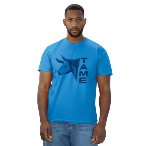 Promotional Coloured Eco Tech T-Shirts in Sapphire Blue with a design from Total Merchandise