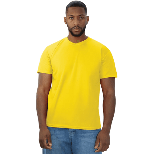 Logo branded Coloured Eco Tech T-Shirts in Yellow with a design from Total Merchandise