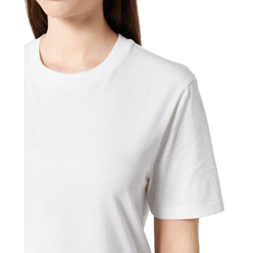 Close up of the White Stanley Stella Creator T-Shirt from Total Merchandise