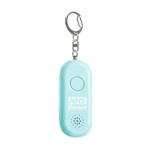 Custom Printed Rechargeable Personal Alarm Keyring with Torch in Green from Total Merchandise