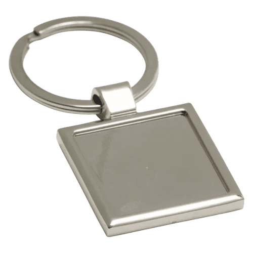 Promotional Square Alloy Injection Keyring in Silver with your logo from Total Merchandise