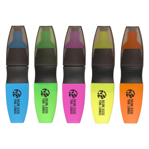 Logo Branded Neon Flat Capped Highlighters in Neon colours with your logo from Total Merchandise