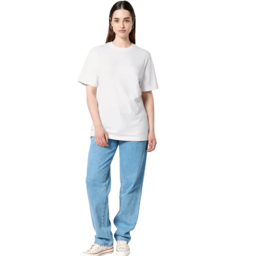 Branded White Stanley Stella Sparker Unisex Relaxed T-Shirt with a design from Total Merchandise