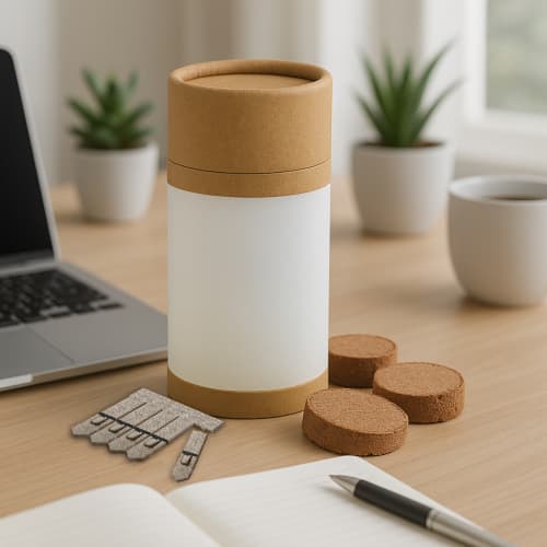 Lifestyle image of the Cardboard Tube Gardens in Kraft with a design from Total Merchandise