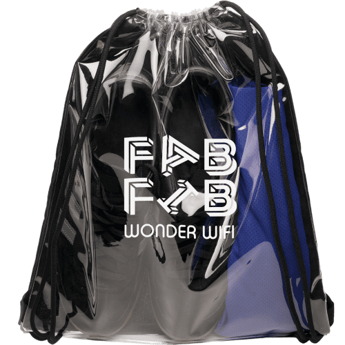 Custom printed Transparent Fabric Drawstring Bag with a design from Total Merchandise