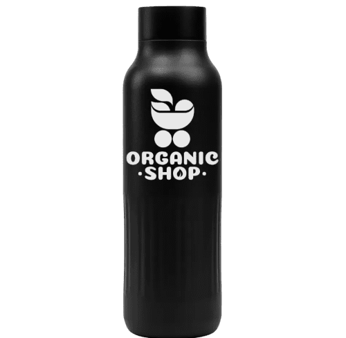 Branded 590ml Majesty Recycled Stainless Steel Bottle in Black with a design from Total Merchandise