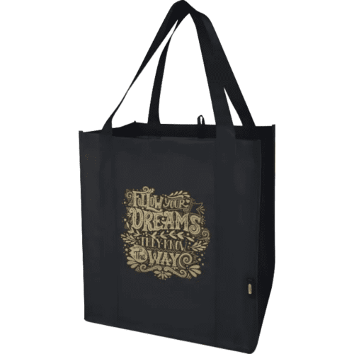 Branded Liberty Recycled Non-Woven Tote Bag in Black from Total Merchandise