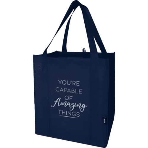 Custom Liberty Recycled Non-Woven Tote Bag in Navy Blue from Total Merchandise