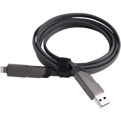 Custom branded Chili Concept 4-in-1 Fast Charging Cable in Gunmetal from Total Merchandise