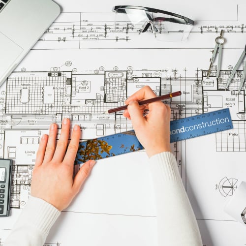 Lifestyle image of the 30cm Recycled Plastic Ruler from Total Merchandise