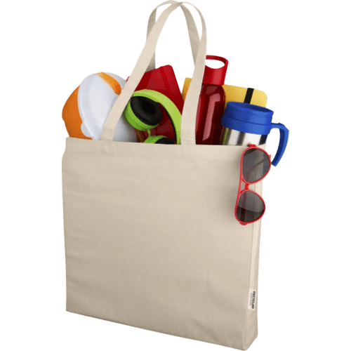 Odessa Recycled Natural Cotton Tote Bag in Natural printed with your logo from Total Merchandise