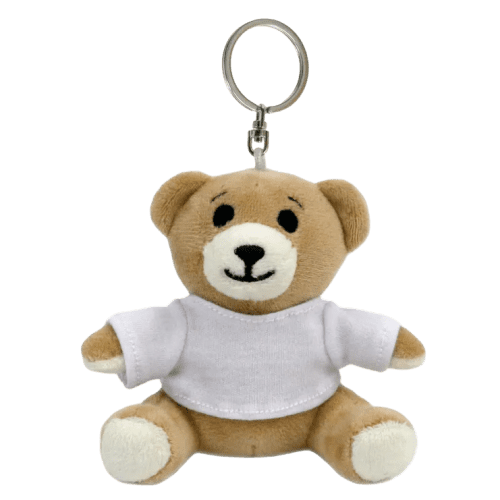 Custom Branded Eco-friendly Eleanor Teddy Bear Keyring in Light Brown printed with your company logo