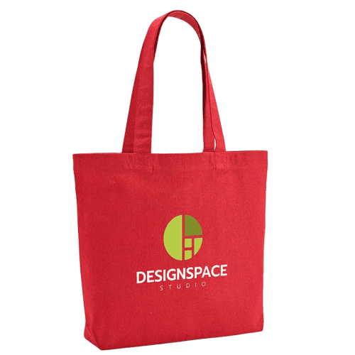 Promotional Branded Handle Recycled Tote Bag in Red from Total Merchandise