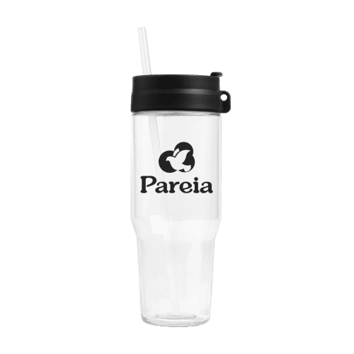 Branded 1L Recycled Glass Straw Tumbler in Black from Total Merchandise