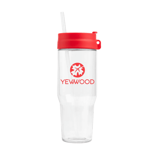 Promotional 1L Recycled Glass Straw Tumbler in Red with a design from Total Merchandise