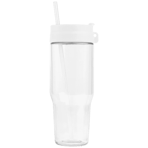 Custom printed 1L Recycled Glass Straw Tumbler in White from Total Merchandise