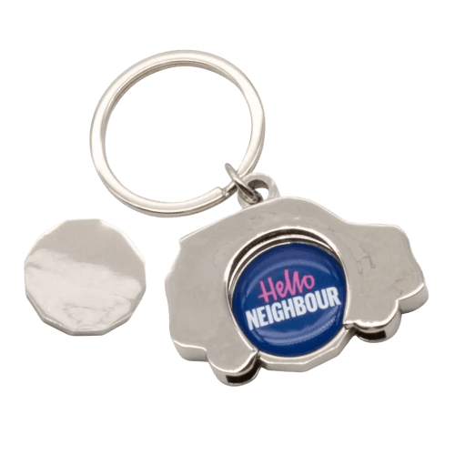 Car Shaped Trolley Coin Holder in Silver branded with your logo in a full-colour decal design