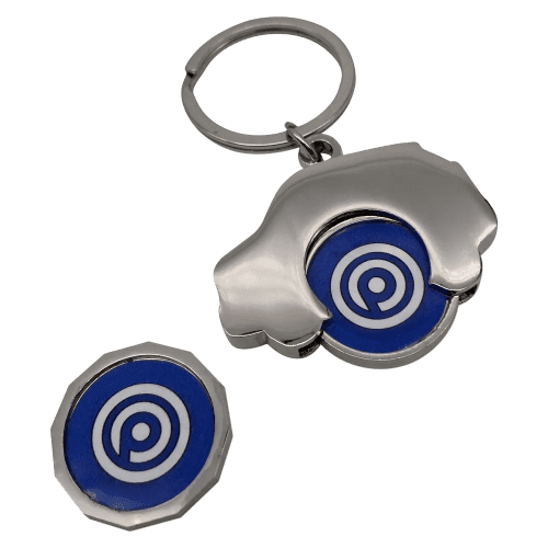 Promotional Car Shaped Trolley Coin Holder in Silver branded with your logo from Total Merchandise