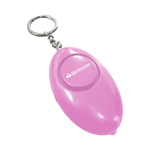 Personalisable Personal Alarm Keyring with Torch in Pink from Total Merchandise