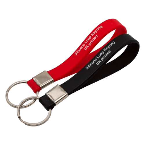 Promotional Silicone Loop Keyfob in Red with a design from Total Merchandise