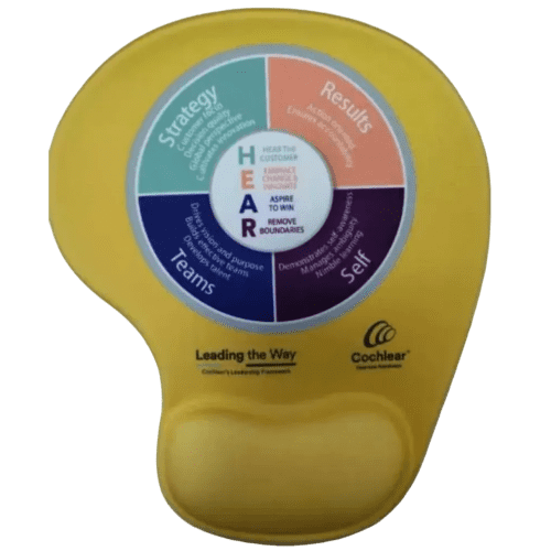 Personalisable Gel Wrist Mouse Mats in Black printed with your company logo from Total Merchandise