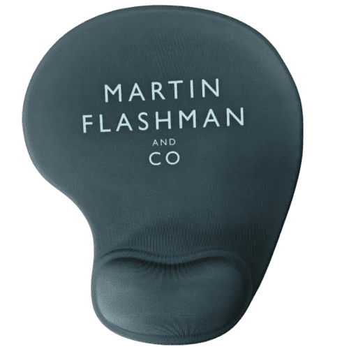 Custom Branded Gel Wrist Mouse Mats in Black printed with your company logo from Total Merchandise