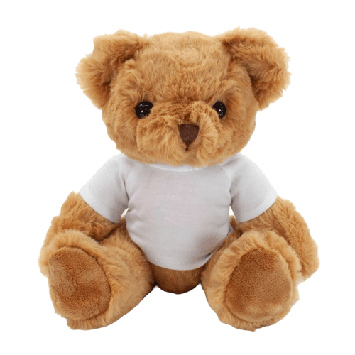 Promotional Fully Recycled 30cm Jasper Bear with T-Shirt in White from Total Merchandise