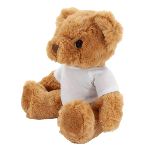 Customisable Fully Recycled 30cm Jasper Bear with T-Shirt in White from Total Merchandise