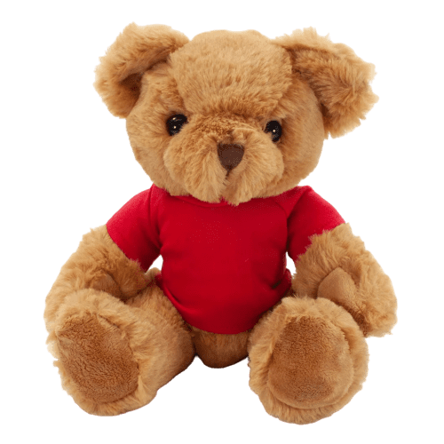 Custom Printed Fully Recycled 30cm Jasper Bear with T-Shirt in Red from Total Merchandise