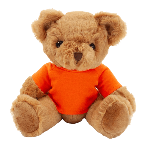 Customised Fully Recycled 30cm Jasper Bear with T-Shirt in Orange from Total Merchandise