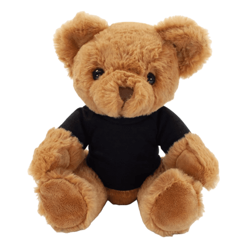 Customisable Fully Recycled 30cm Jasper Bear with T-Shirt in Black from Total Merchandise