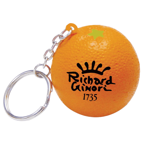Logo printed Stress Orange Keyring in Orange with a design from Total Merchandise