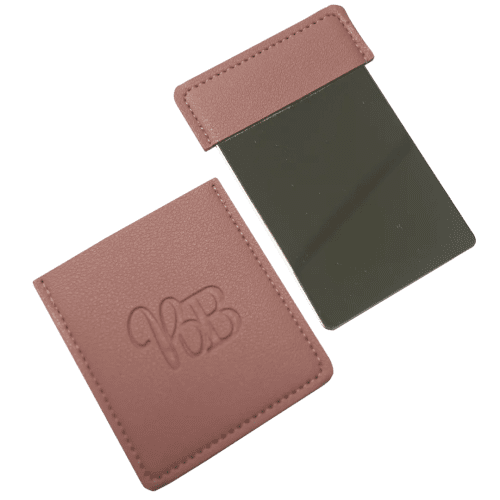 Sliding Mirrors in Synthetic Leather Case in Pink