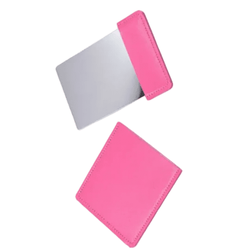 Sliding Mirrors in Synthetic Leather Case in Dark Pink