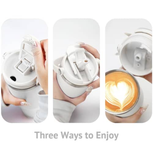 Lid choices for 900ml Titan Pro Insulated Tumbler in White with a deisgn from Total Merchandise