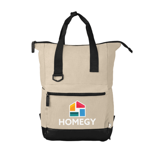 Promotional Recycled Cotton Canvas Tote Backpack in Dune Warm Grey from Total Merchandise