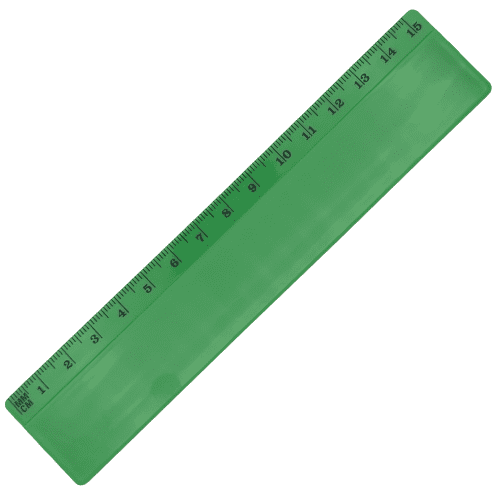 Promotional 15cm Recycled Plastic Rulers in Green with a design from Total Merchandise