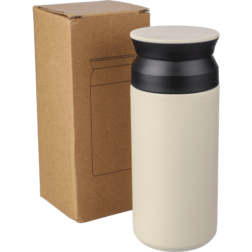 Logo Printed 300ml Stainless Steel Double Walled Travel Mugs in Ivory from Total Merchandise